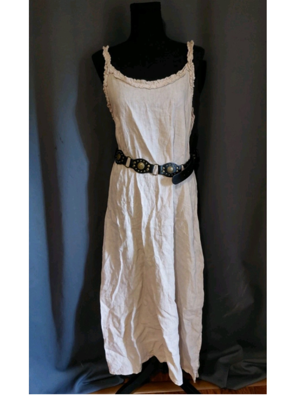 Francesca Bettini ITALY 100% Linen Dress Lagenlook Cottagecore Boho Large NWT